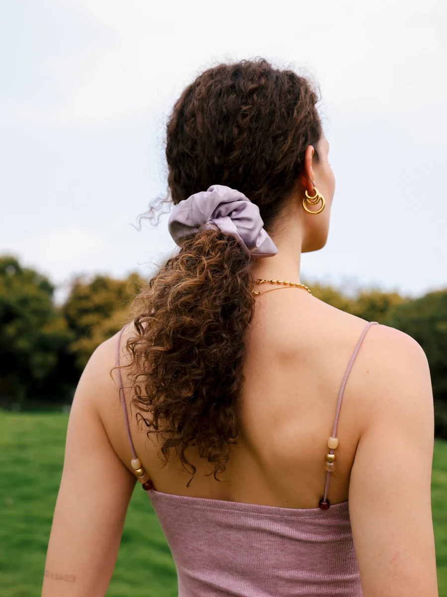Fluffy Touch Pure Silk Scrunchie Light Purple - Image 3